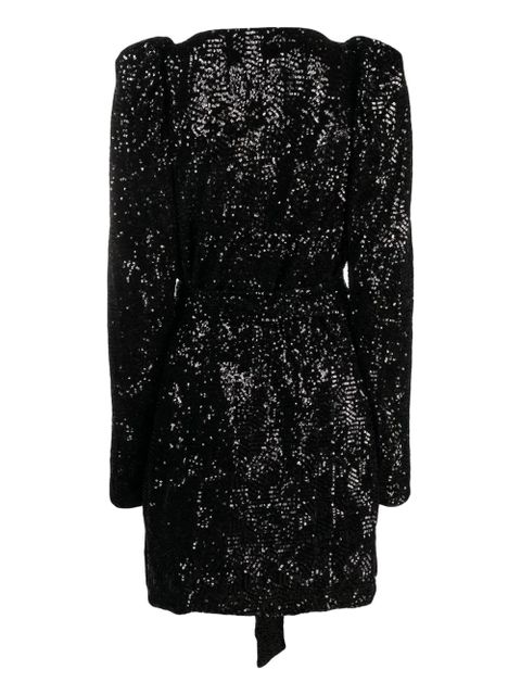 ROTATE BIRGER CHRISTENSEN sequinned-tulle wrap minidress - Black - zdjęcie produktu nr 2