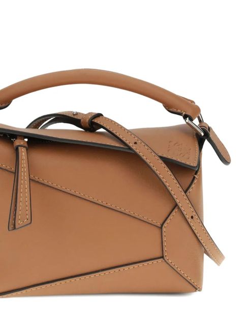 LOEWE mini Puzzle Edge geometric-panel tote bag - Brown