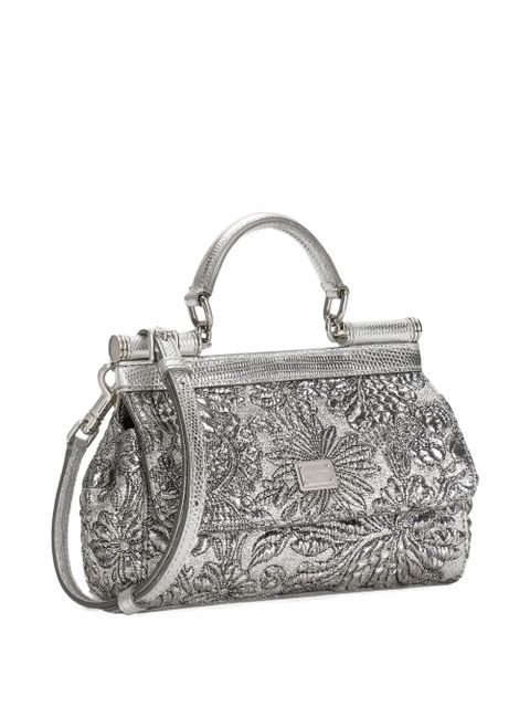 Dolce & Gabbana small Sicily brocade tote bag - Silver