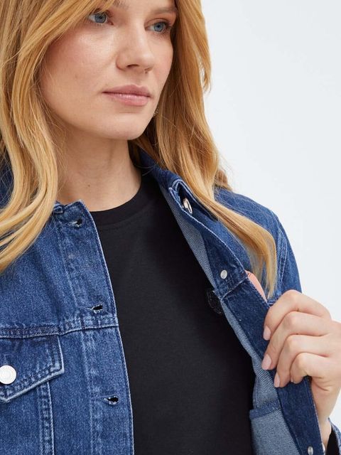 Karl Lagerfeld kurtka jeansowa damska kolor niebieski przejściowa