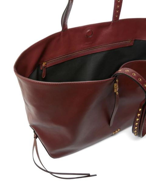 PINKO studded leather tote bag - Red