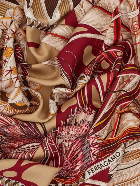 Ferragamo butterfly-print silk scarf - Neutrals