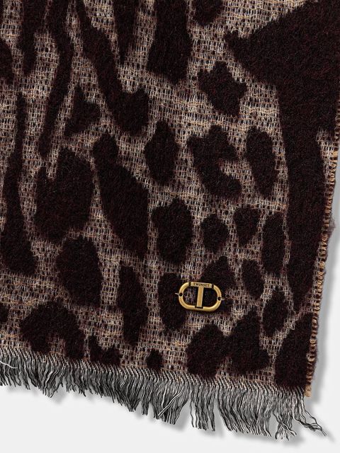 Twinset szalik z domieszką wełny damski kolor fioletowy wzorzysty 252TO5030 - zdjęcie produktu nr 2