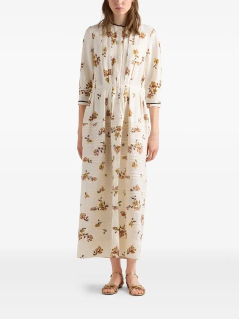 Prada long printed linen dress - Neutrals - zdjęcie produktu nr 2