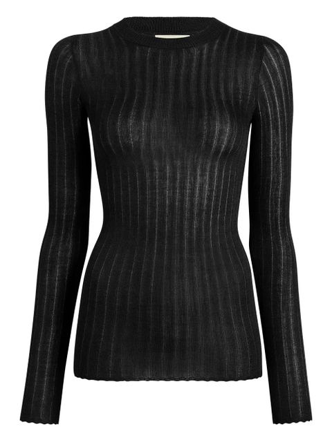 KHAITE Elm ribbed long-sleeve top - Black - zdjęcie produktu nr 1