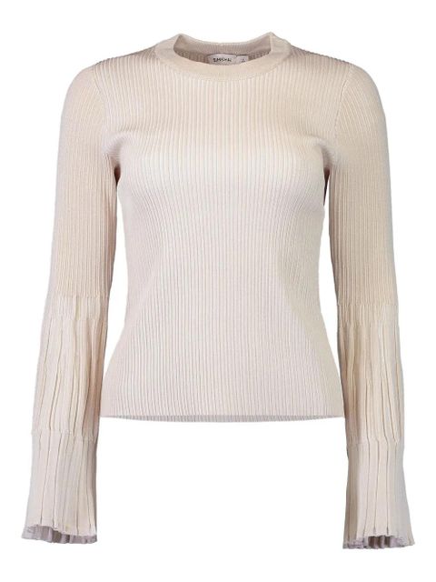 Simkhai Aris pleated bell-sleeve top - Neutrals - zdjęcie produktu nr 1