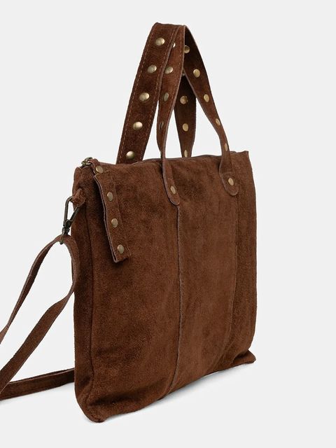 Answear.LAB torba na laptopa zamszowa kolor brązowy