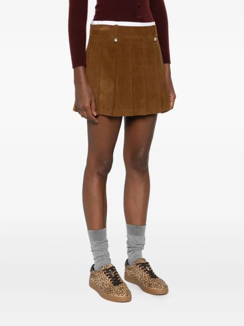 Maje corduroy pleated mini skirt - Brown
