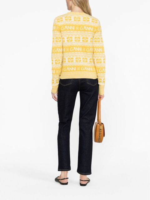 GANNI V-neck knit cardigan - Yellow