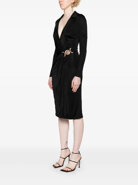 Versace Medusa-plaque jersey midi dress - Black
