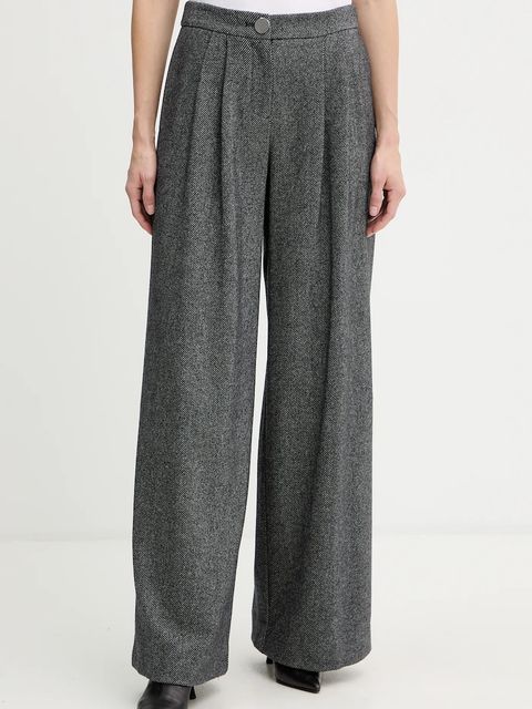 Armani Exchange spodnie z dodatkiem wełny damskie kolor szary proste high waist XW001263 AF16146 - zdjęcie produktu nr 1