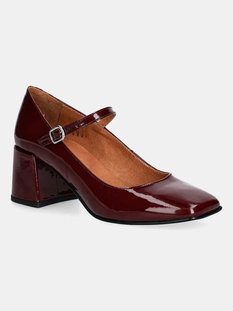 Jonak czółenka skórzane ALIENOR VERNIS kolor bordowy na słupku 6001484 - zdjęcie produktu nr 1