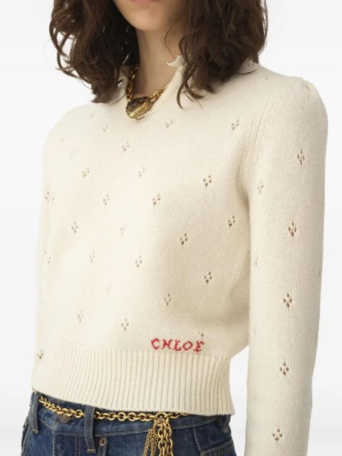 Chloé Pointelle embroidered sweater - Neutrals