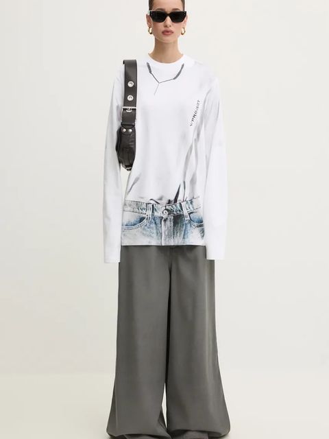 Y/Project longsleeve bawełniany YP TROMPE L'OEIL LONG SLEEVE T-SHIRT kolor biały 204TS021