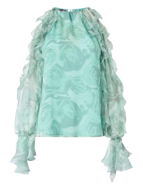 PINKO ruffled floral-print blouse - Green - zdjęcie produktu nr 1
