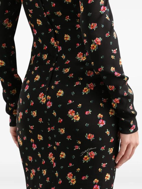 Dolce & Gabbana floral long-sleeve midi dress - Black