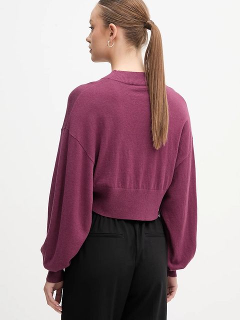 United Colors of Benetton sweter z dodatkiem wełny damski kolor fioletowy lekki z półgolfem 1Y6SD2041 - zdjęcie produktu nr 2