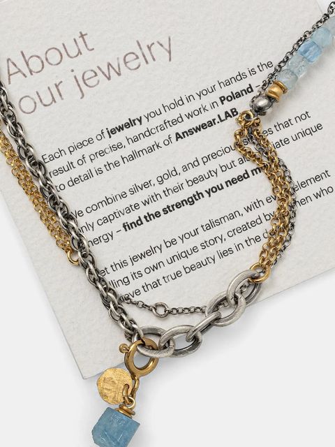 Answear.LAB naszyjnik z akwamarynem, ręcznie wykonany, ze srebra pokrytego złotem - zdjęcie produktu nr 2