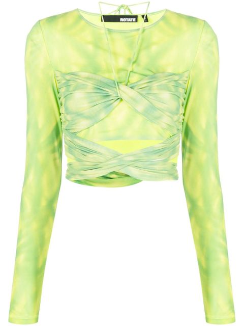 ROTATE BIRGER CHRISTENSEN layered cropped tie-dye top - Green - zdjęcie produktu nr 1