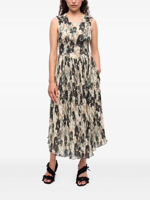 GANNI floral-print dress - Neutrals