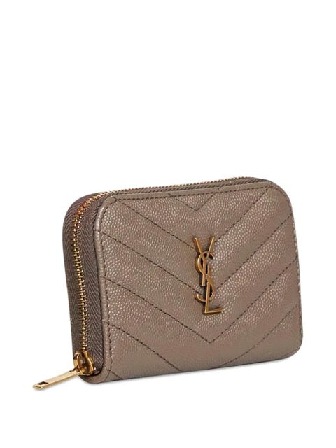 Saint Laurent Cassandre chevron quilted logo wallet - Brown