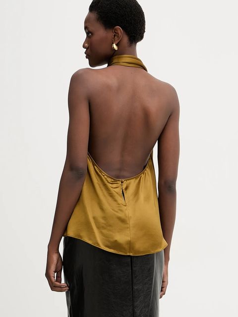 Retrofete bluzka Martina damska kolor zielony gładka R-FW25-11995-11