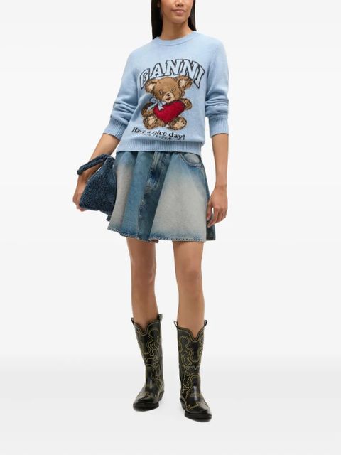 GANNI teddy graphic sweater - Blue