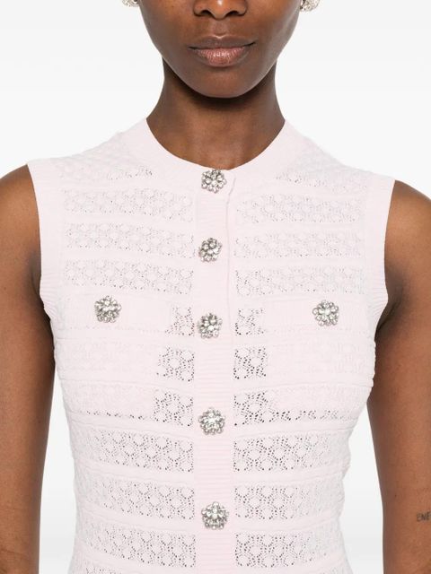 Self-Portrait embellished buttoned mini dress - Pink