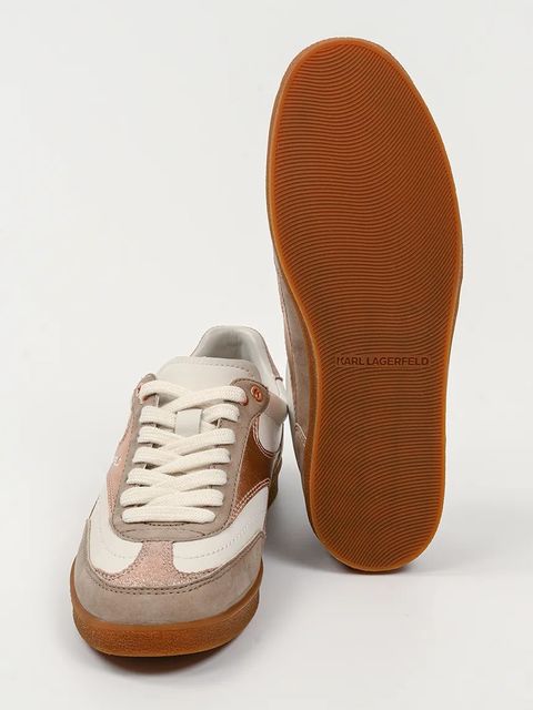 Karl Lagerfeld sneakersy skórzane KANDIDATE damskie kolor beżowy KL63855