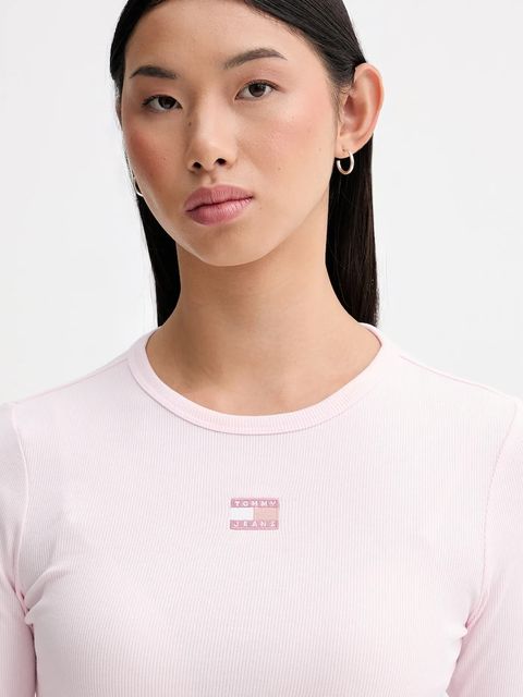 Tommy Jeans longsleeve damski kolor różowy DW0DW20178