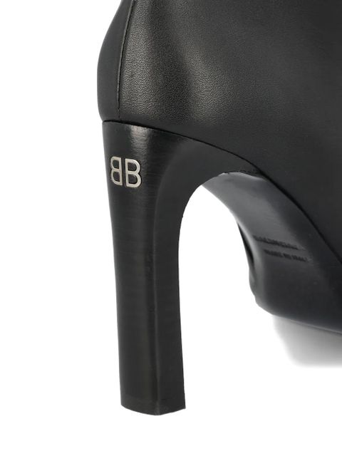 Balenciaga 80mm square-toe logo-plaque boots - Black