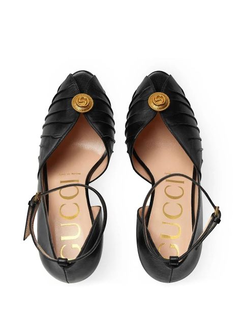Gucci logo-plaque 95mm leather sandals - Black