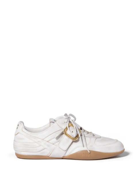 Miu Miu Gymnasium leather sneakers with strap and buckle - White - zdjęcie produktu nr 1