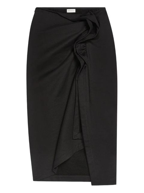 DRIES VAN NOTEN ruffled asymmetric midi skirt - Black - zdjęcie produktu nr 1