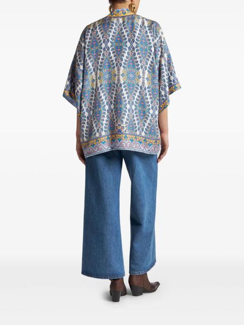 ETRO paisley-print silk robe jacket - White