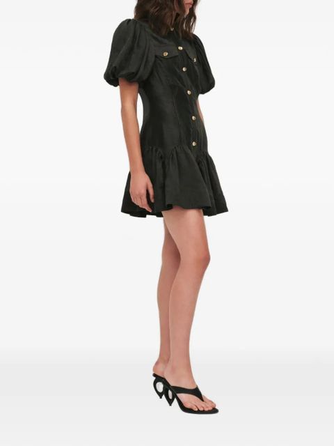 Aje Colide button blouson sleeve mini dress - Black