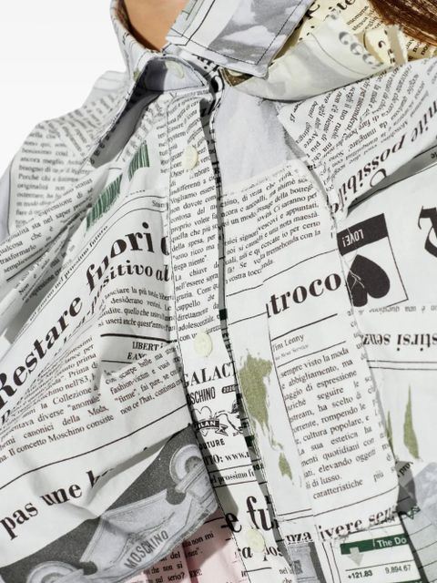 Moschino newspaper-print ruffled mini dress - White