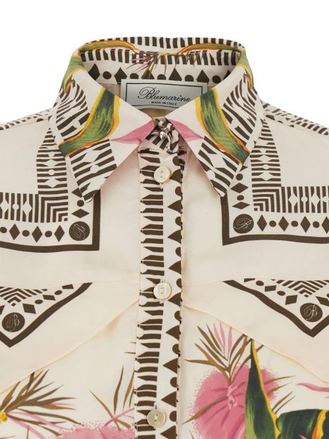 Blumarine floral print collared shirt - Neutrals