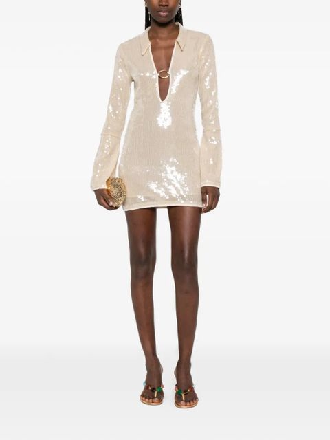 Oséree sequin-embellished ring-detail mini dress - Neutrals - zdjęcie produktu nr 2