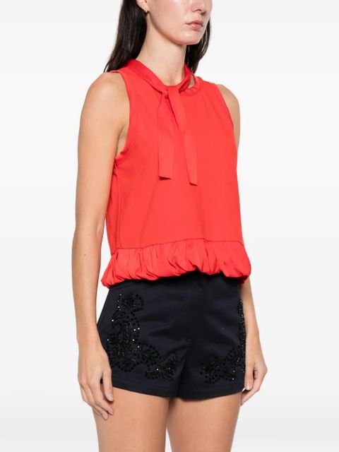 SANDRO ruffled crew neck top - Red
