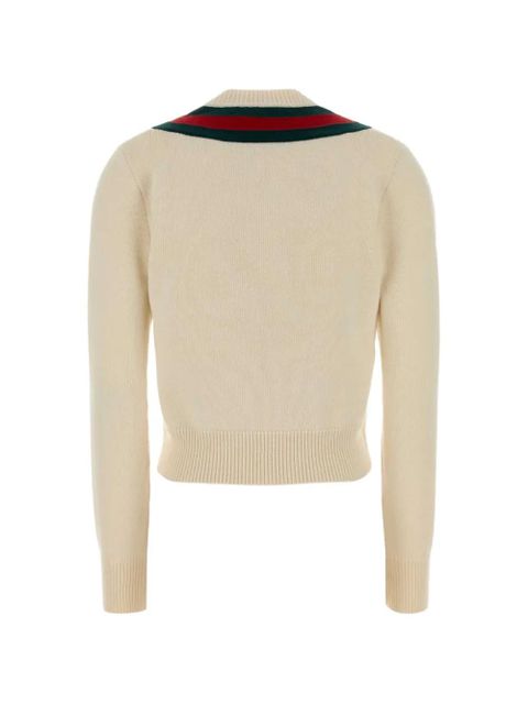 Gucci V-neck striped wool sweater - Neutrals - zdjęcie produktu nr 2