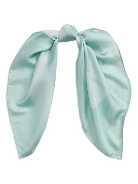 Lauren Ralph Lauren tonal-logo silk scarf - Blue