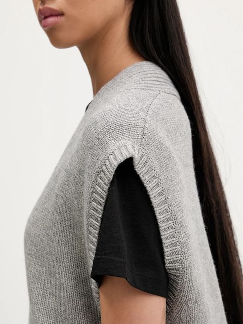 HUGO kamizelka z domieszką kaszmiru damskie kolor szary 50554059