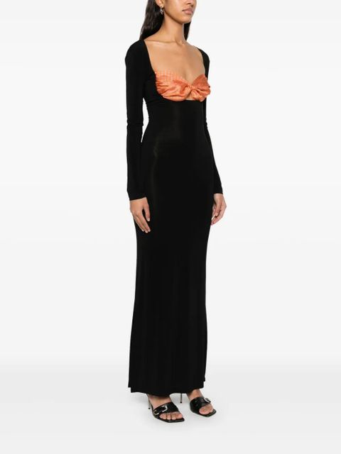 Marine Serre Regenerated Silk Scarves maxi dress - Black