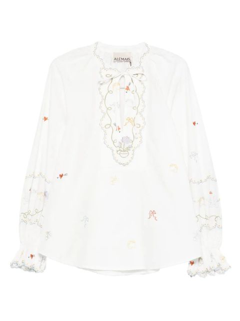 ALEMAIS embroidered ruffled top - White - zdjęcie produktu nr 1