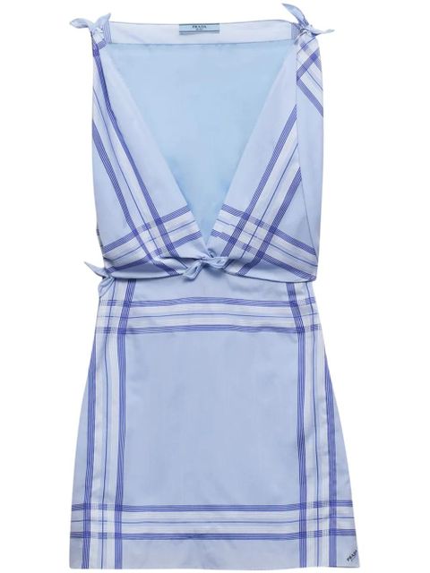 Prada checked cotton minidress - Blue - zdjęcie produktu nr 1