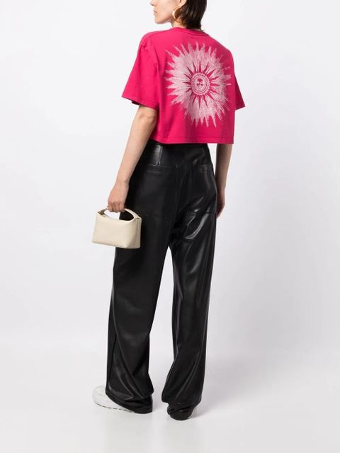AMIRI logo-print cropped T-shirt - Pink