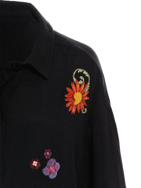 Agua By Agua Bendita Keishi floral-embroidered shirt - Black
