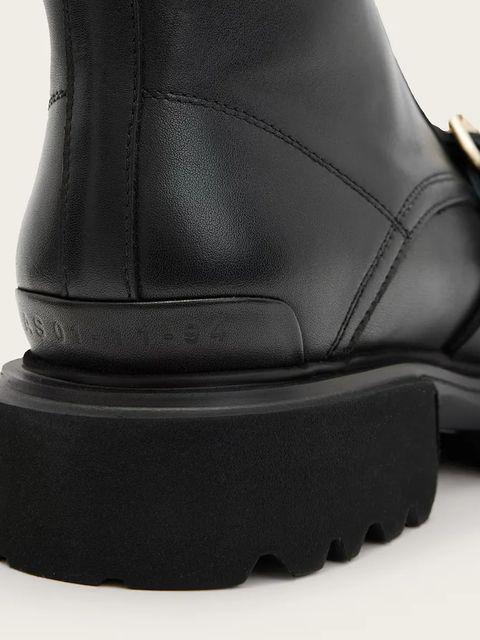 AllSaints workery skórzane Tori Boot damskie kolor czarny na płaskim obcasie W119FB