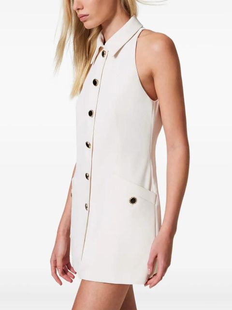 TWINSET buttoned crepe mini dress - White